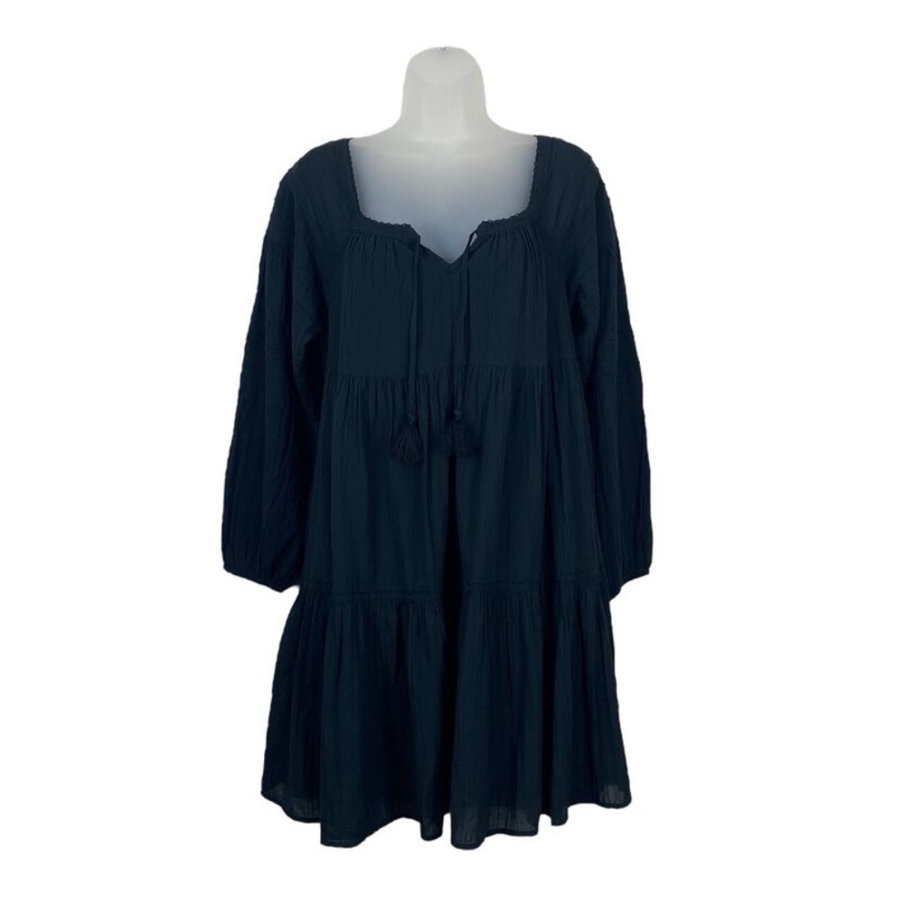 Lucky Brand Cotton Embroidered Tiered Long Sleeve Mini Dress